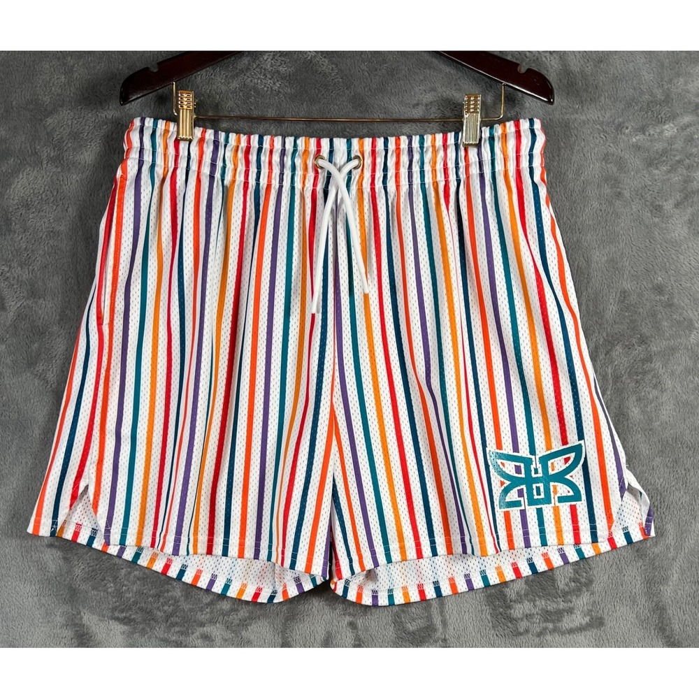 Ryoko Rain Shorts Mens 3XL 34x5 MultiColor Stripes Mesh Side Pockets Made in USA